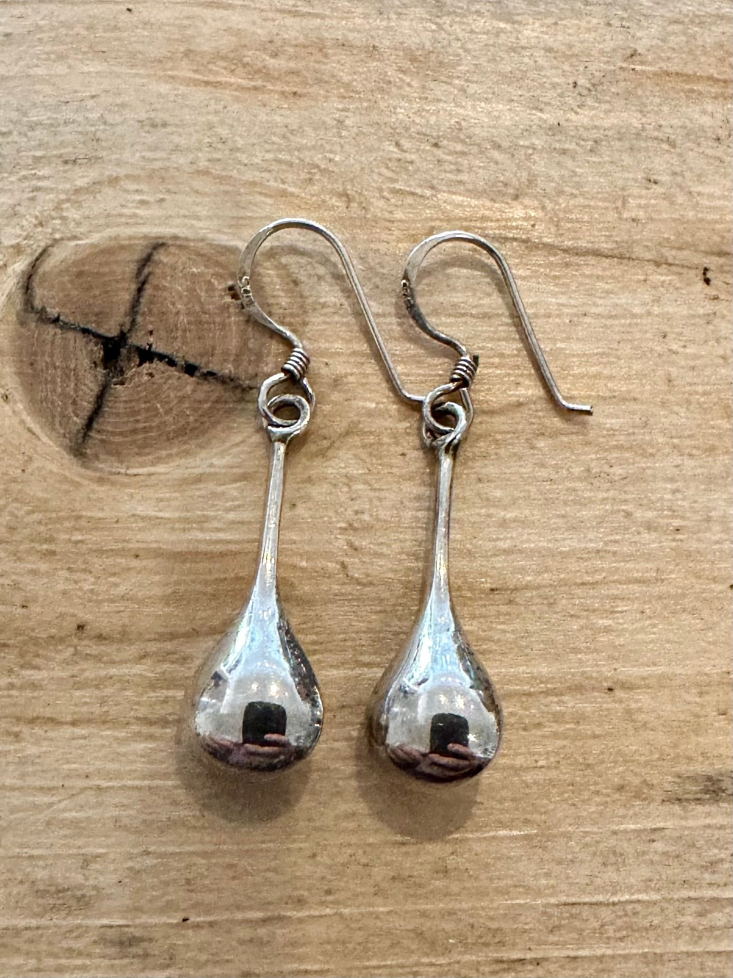 Vintage Tear Drop Dangle 925 Silver Earrings