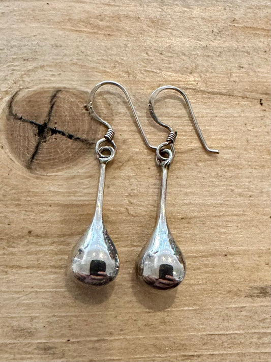 Vintage Tear Drop Dangle 925 Silver Earrings