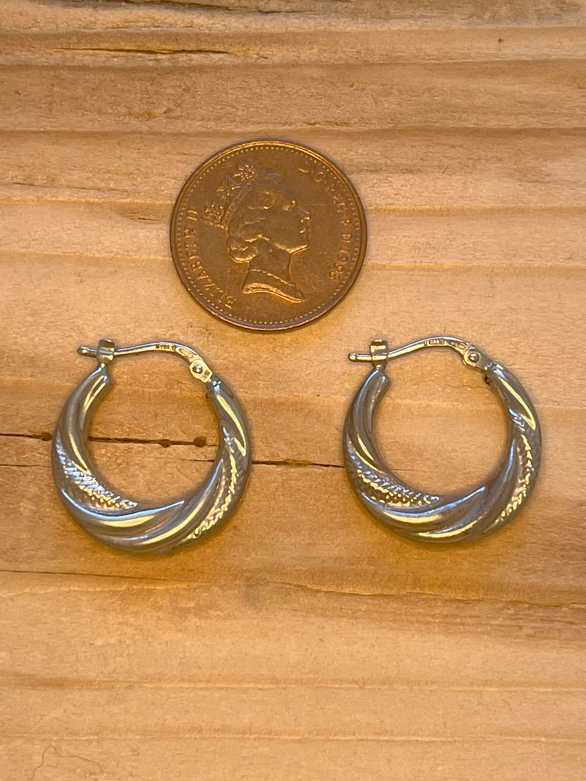 Chunky Twisted Textured Hoops 925 Italy Sterling Silver Earrings
