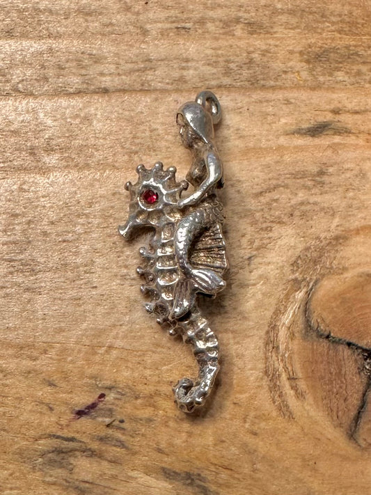 Vintage Mermaid and Seahorse 925 Silver Charm Pendant