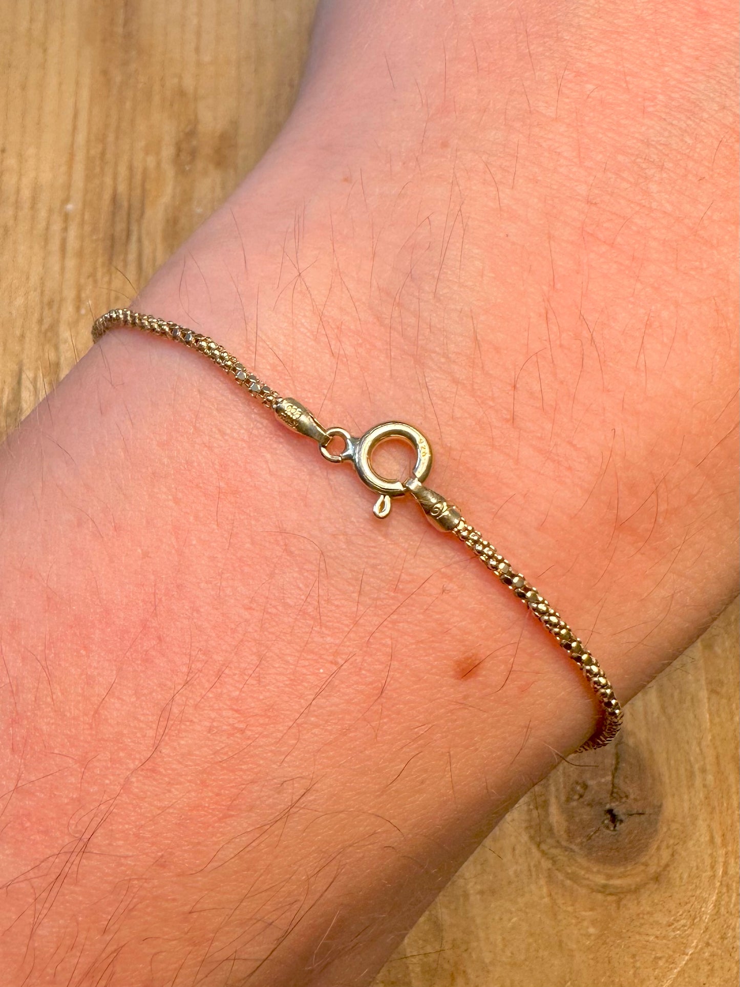 Popcorn Link Italy Gold on 925 Sterling Silver 8 inch Bracelet
