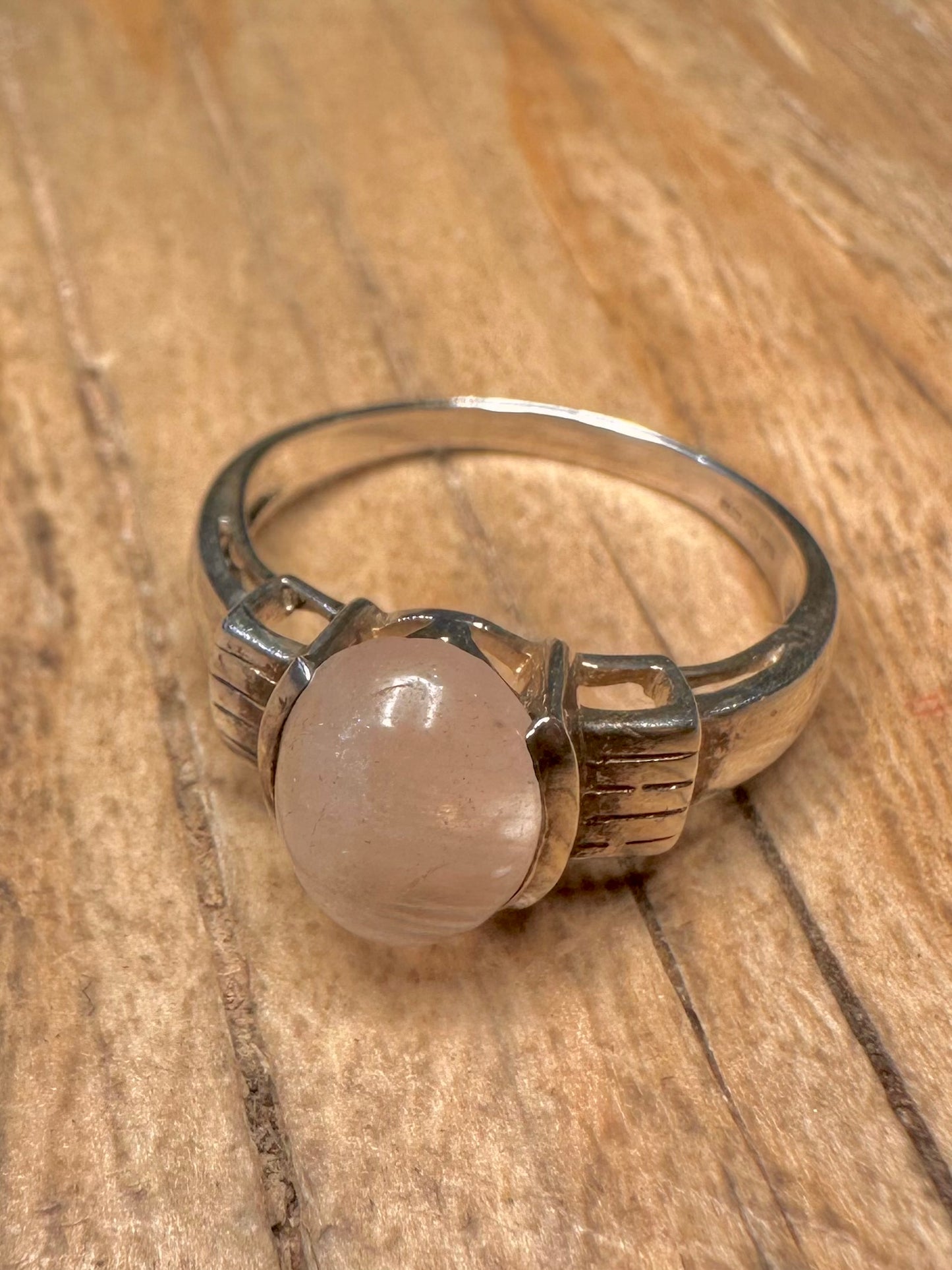 Modern 2005 Rose Quarts 925 Sterling Silver Size N1/2 Ring