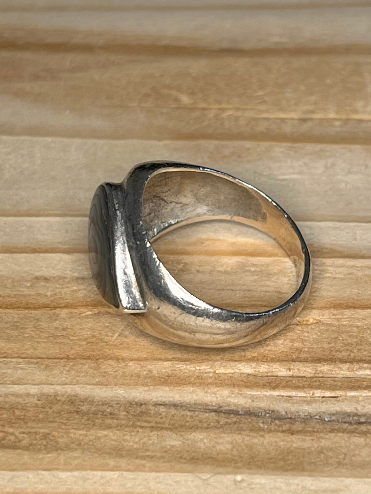 Modernist Abalone Tear Drop 925 Sterling Silver Size Q Ring