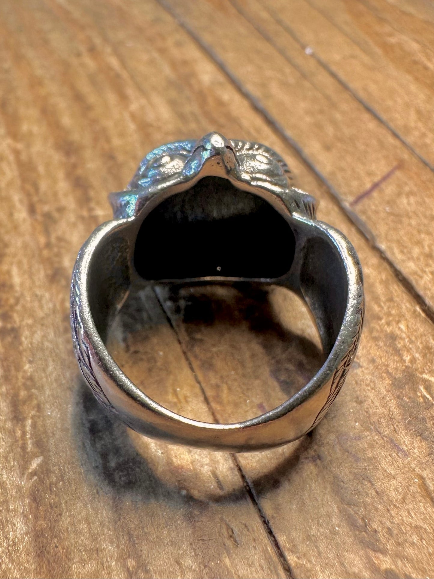 Oxidised Intricate Owl 925 Sterling Silver Size L1/2 Ring