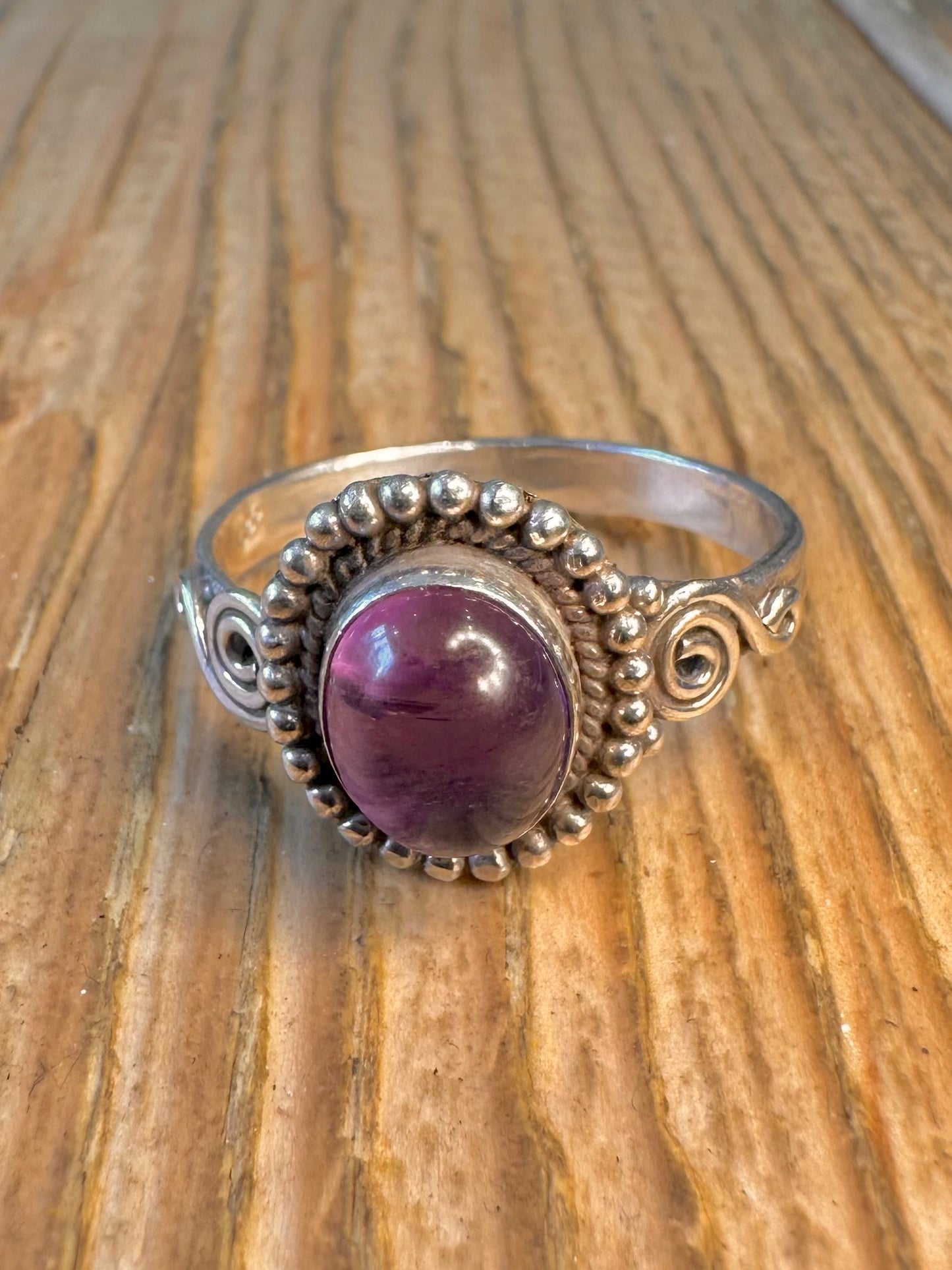 Amethyst Swirl 925 Sterling Silver Size Y Ring