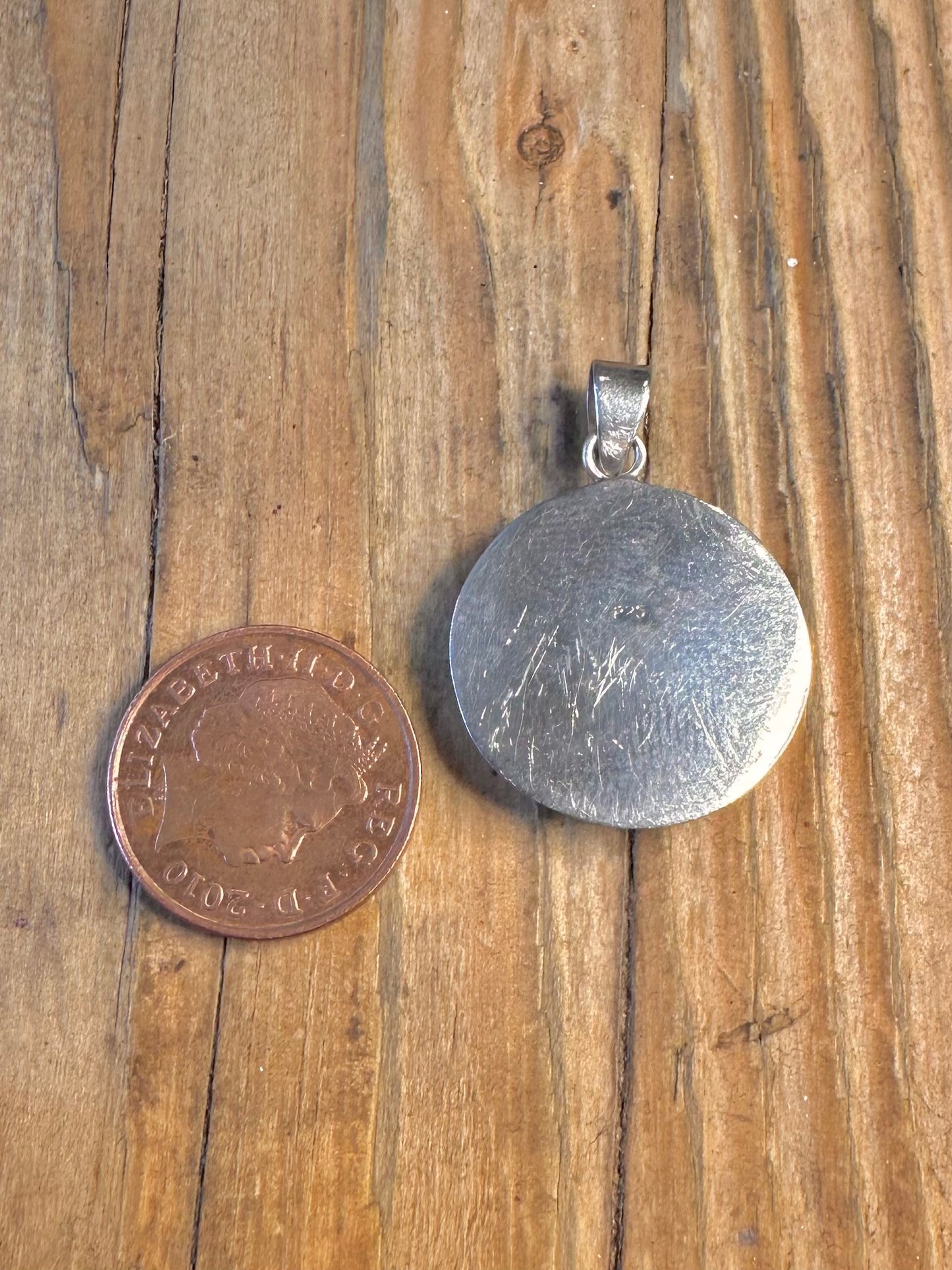 Modern Abalone Circle 925 Sterling Silver Pendant