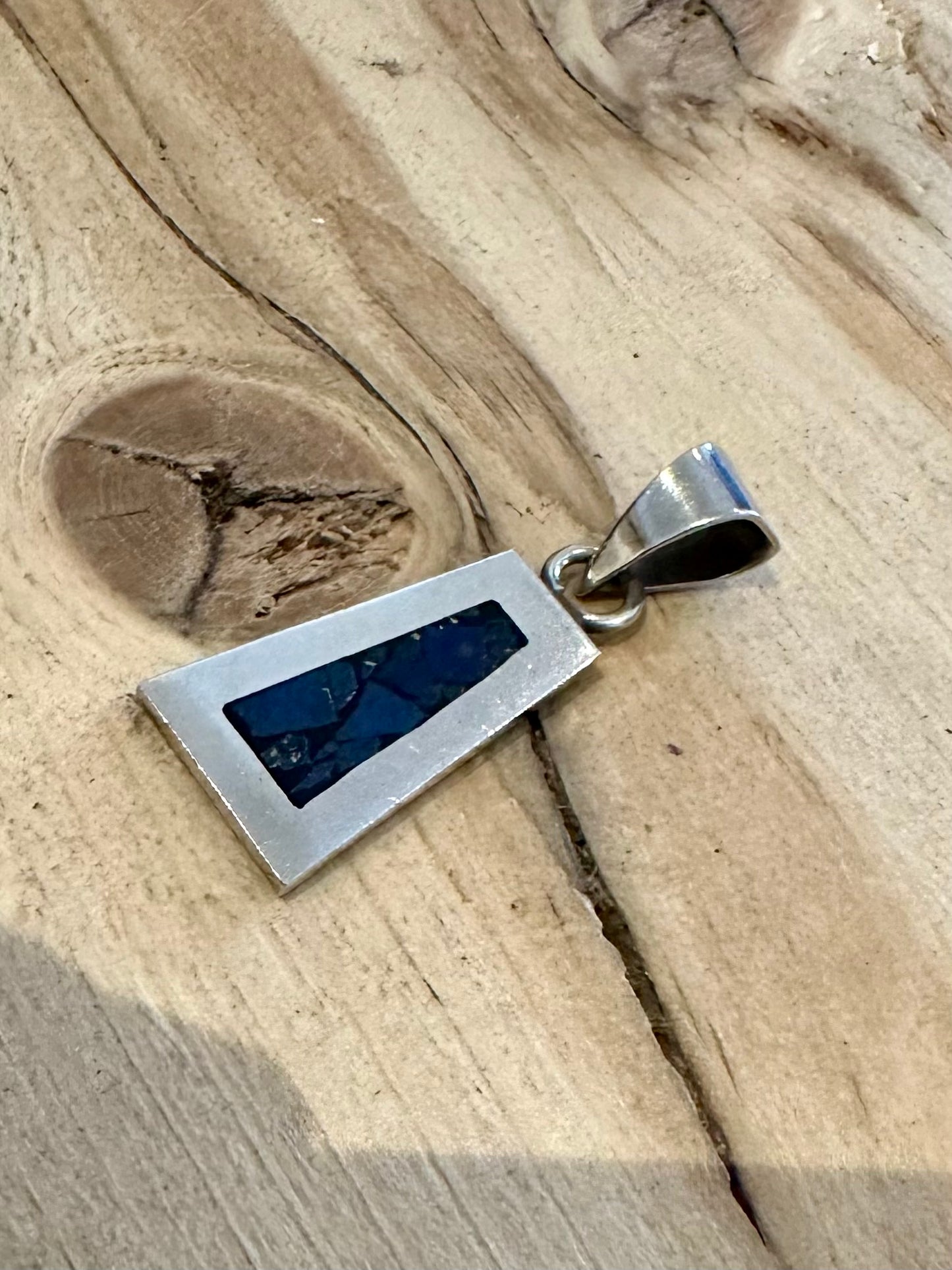 Vintage Lapis Inlay Mexico 925 Silver Pendant