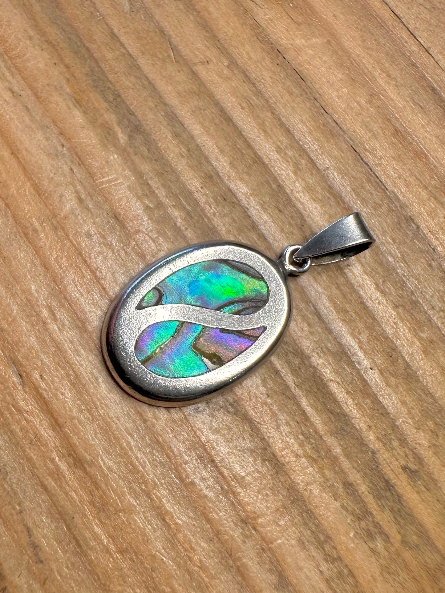 Oval Abalone Inlay 925 Sterling Silver Pendant