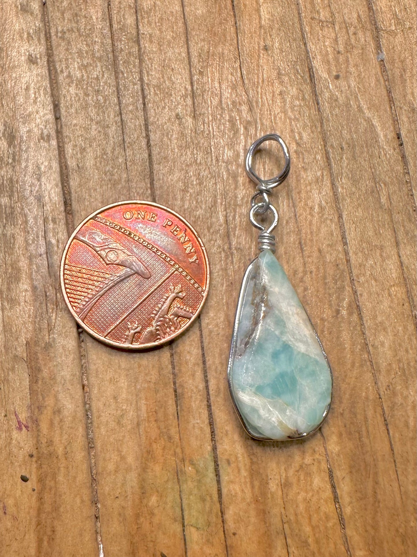 Modern Larimar 925 Sterling Silver Pendant