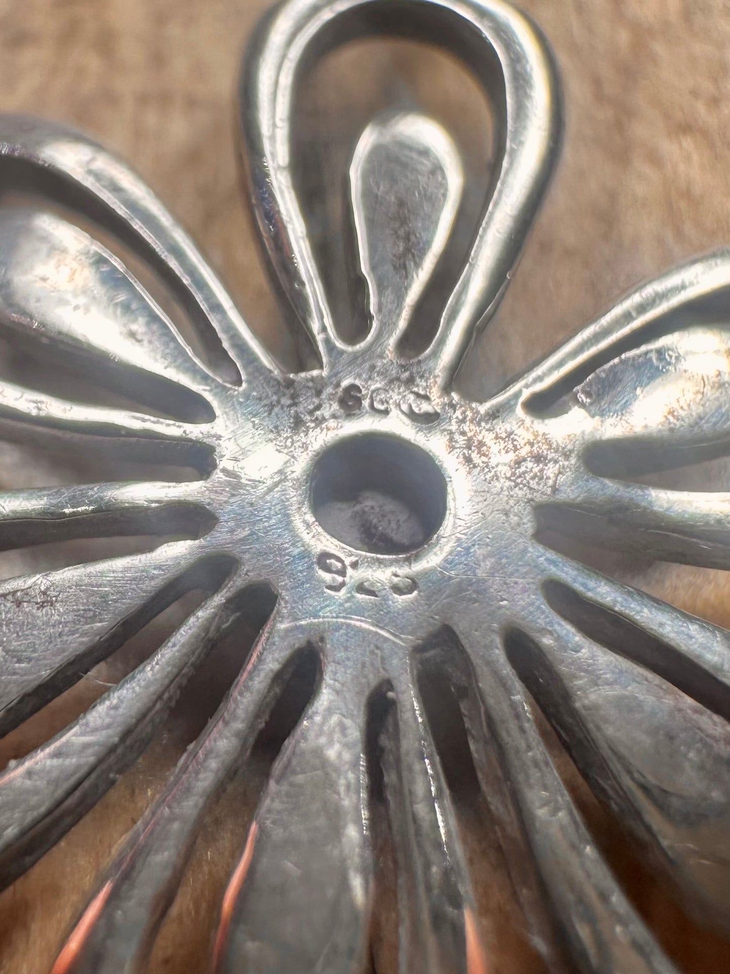 Vintage Amethyst Flower 925 Sterling Silver Pendant