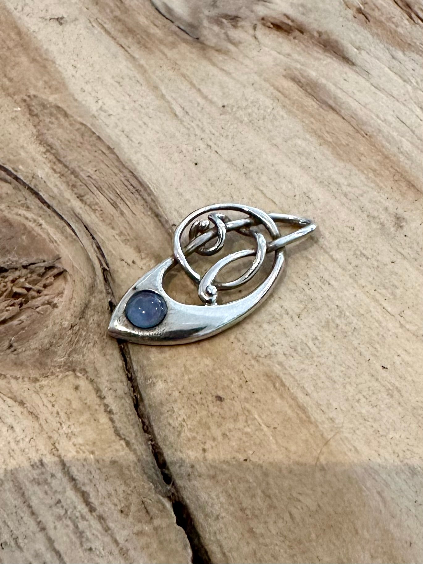 Abstract Blue Stone 925 Silver Pendant