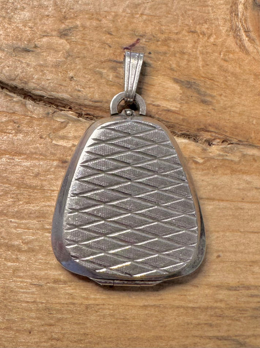 Vintage Abstract Triangle Engraved 835 Silver Locket Pendant
