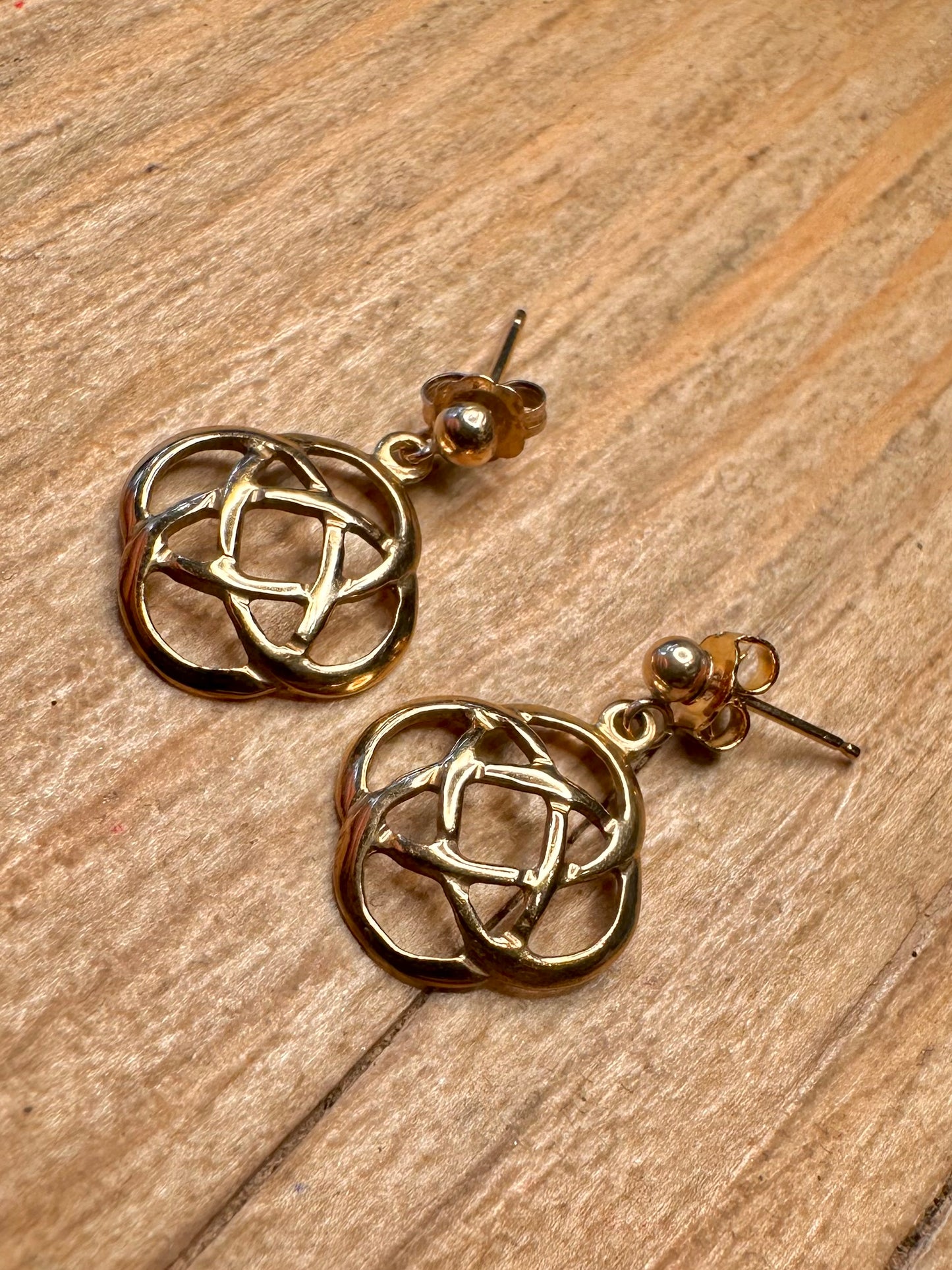 Vintage 9ct Gold Celtic Dangle Earrings