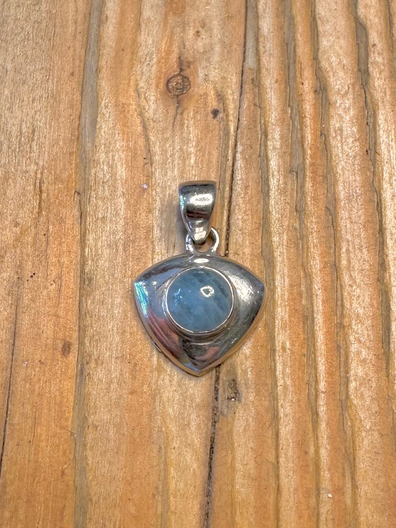 Triangle Blue Stone Cabochon 925 Sterling Silver Pendant