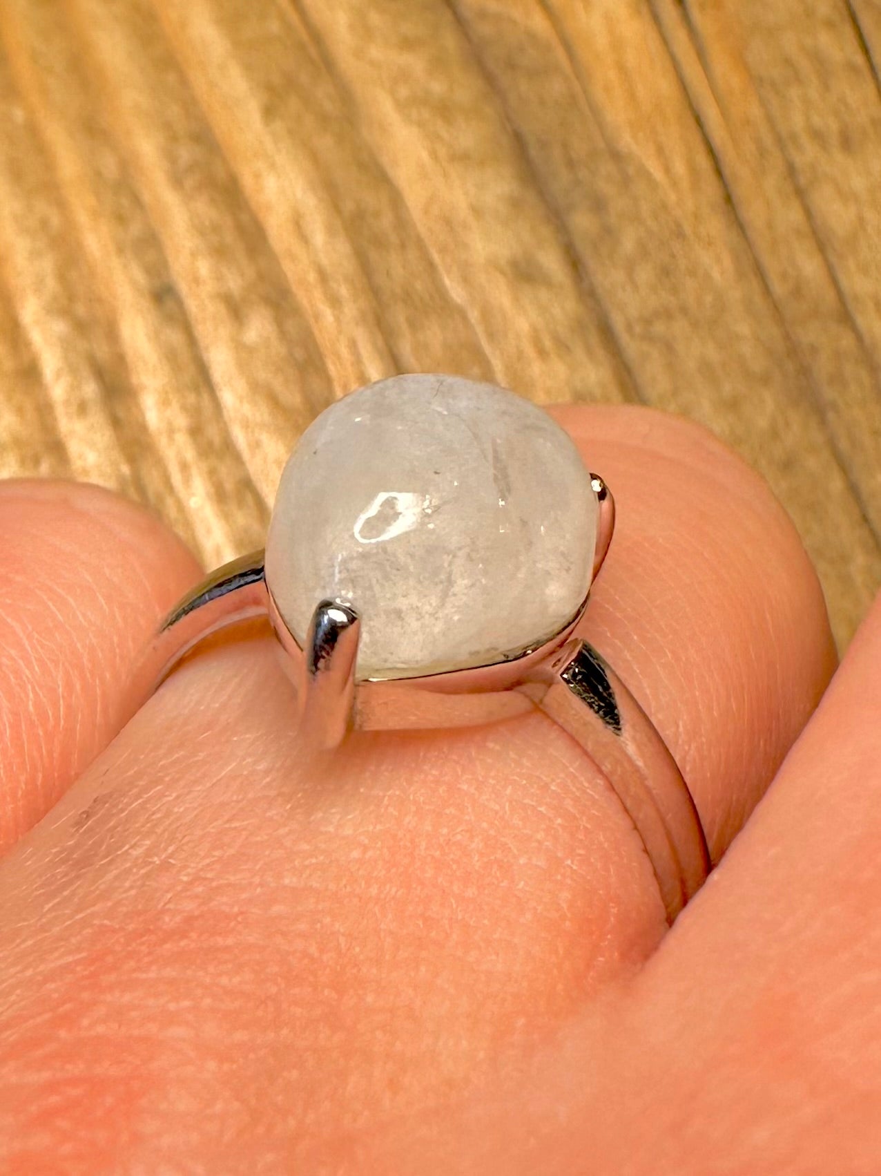 Modern Moonstone 925 Sterling Silver Size S Ring