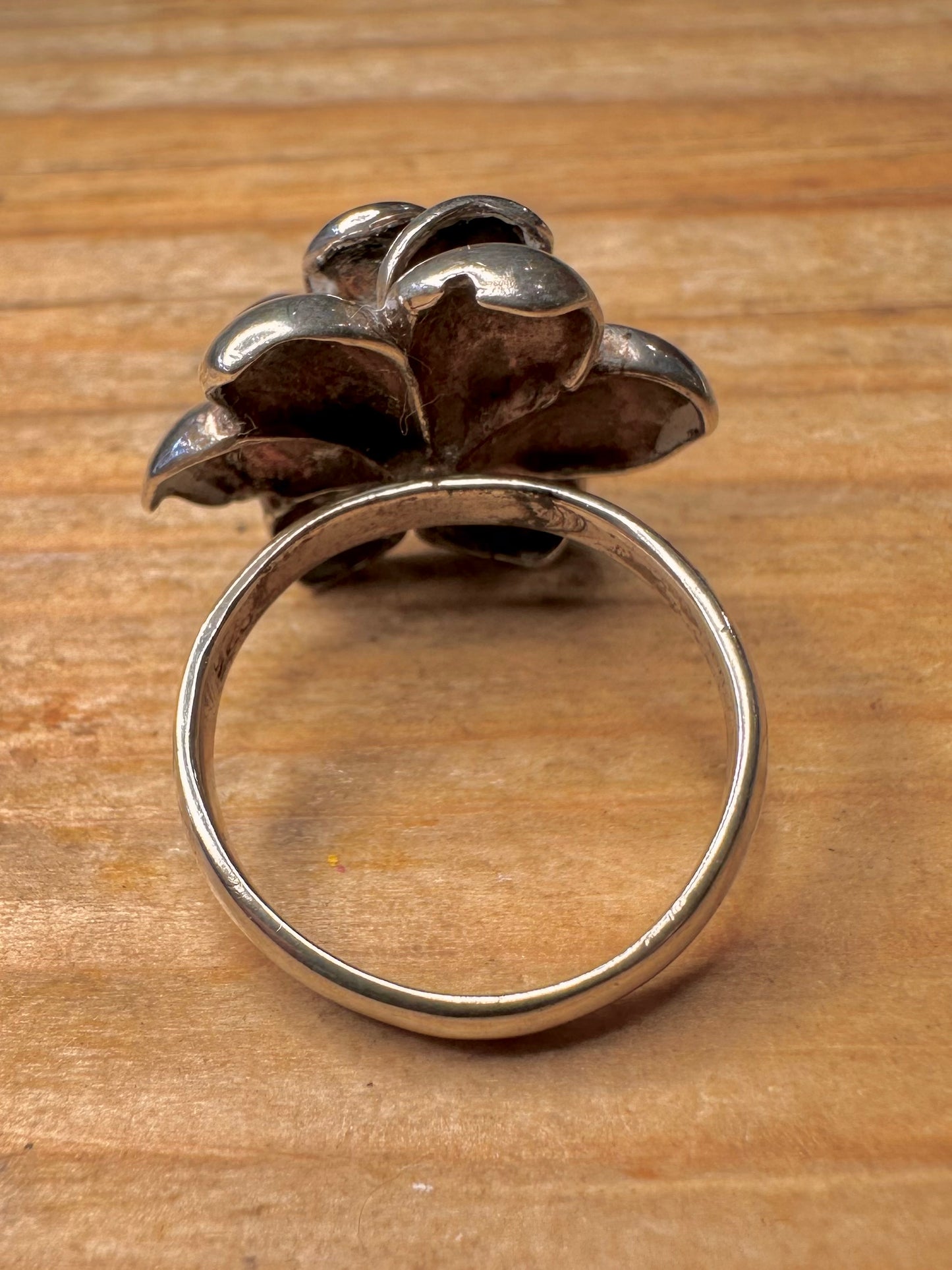Vintage Rose Flower 925 Sterling Silver Size M1/2 Ring