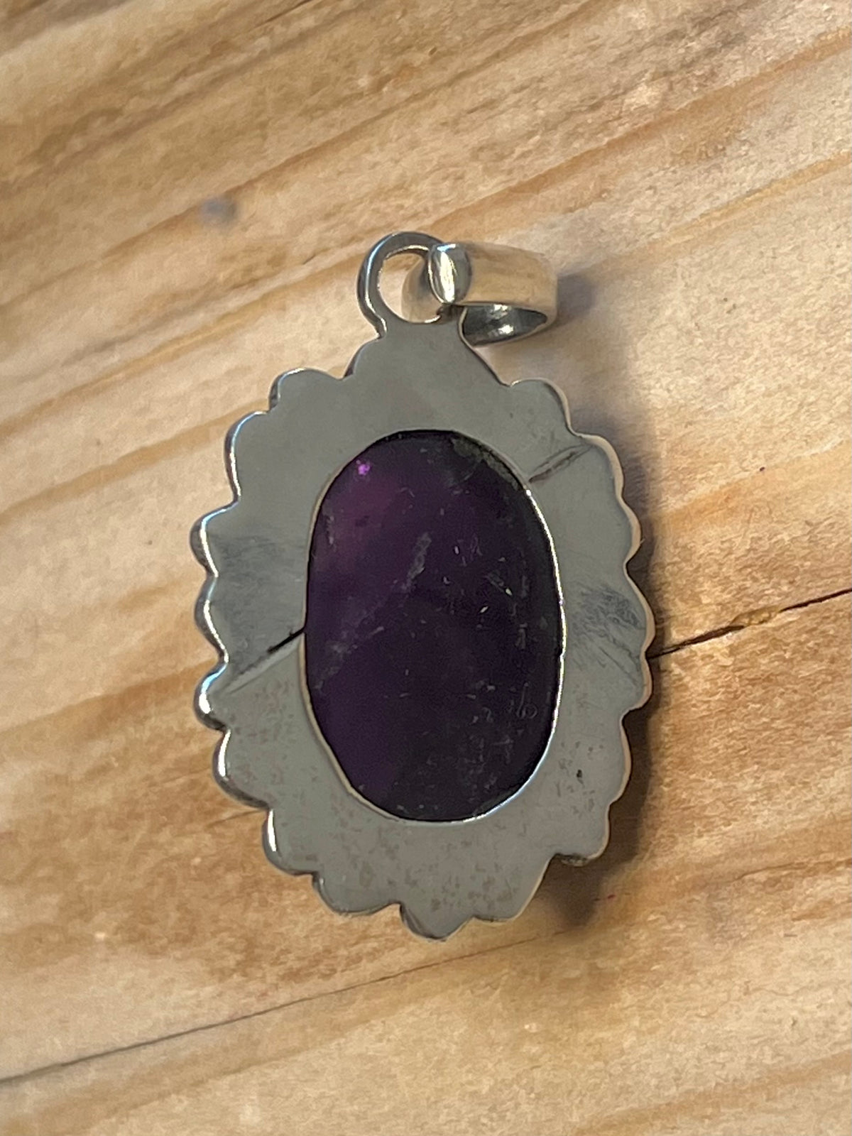 Large Ornate Dark Amethyst 925 Sterling Silver Pendant