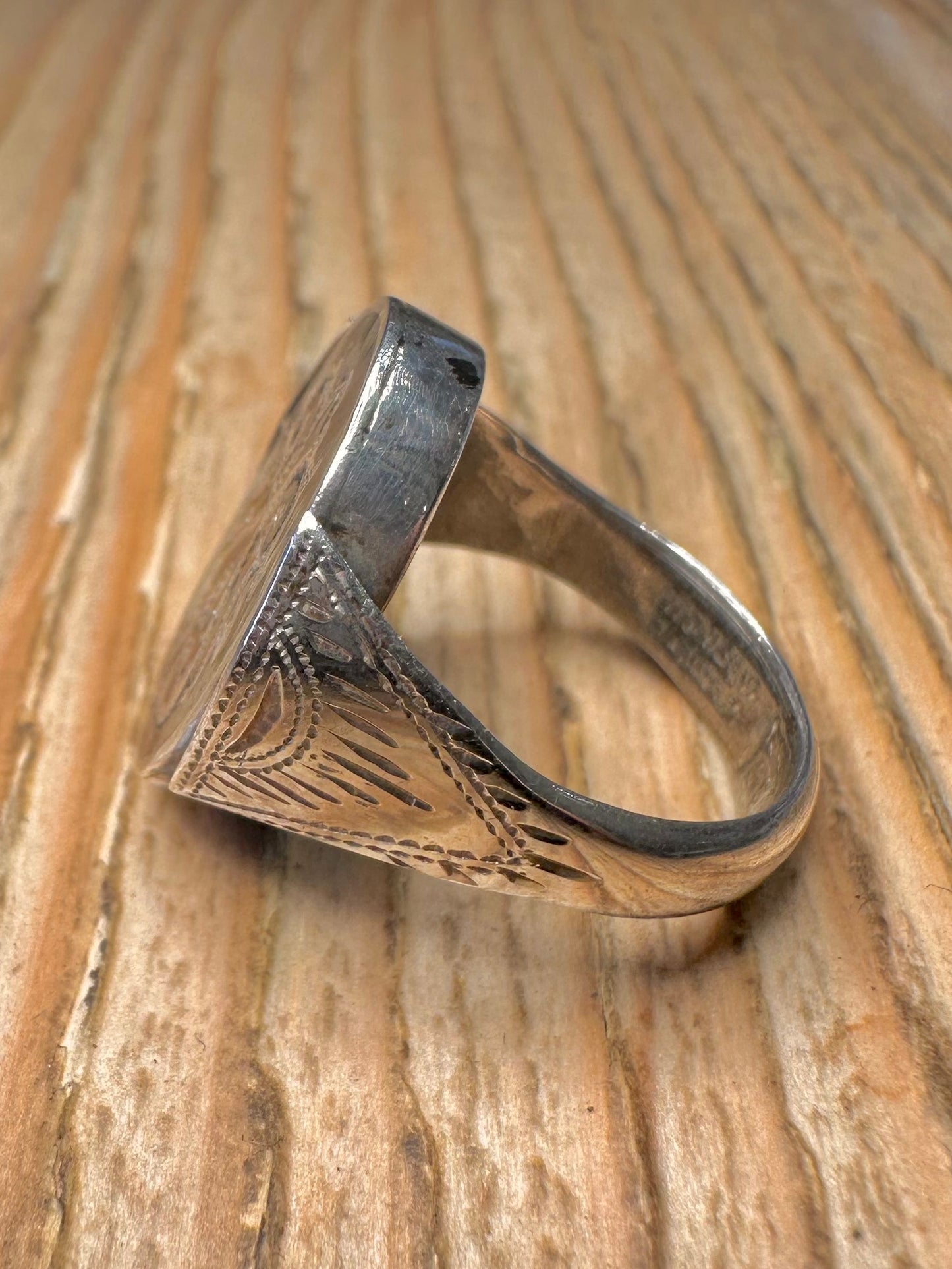 Vintage Spinning Siam Enamel 925 Sterling Silver Size M1/2 Ring
