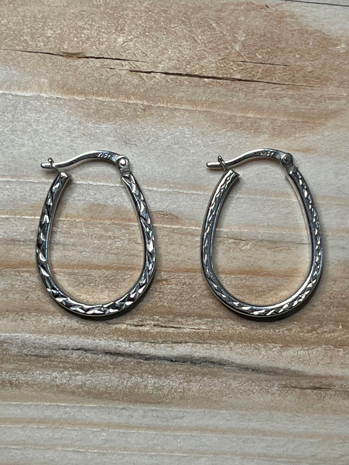 Textured Horse Shoe 925 Sterling Silver Hoop Earrings
