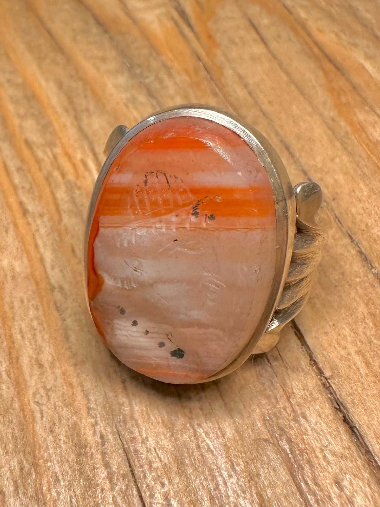 Vintage Carnelian Intaglio Head 925 Sterling Silver Size U Ring