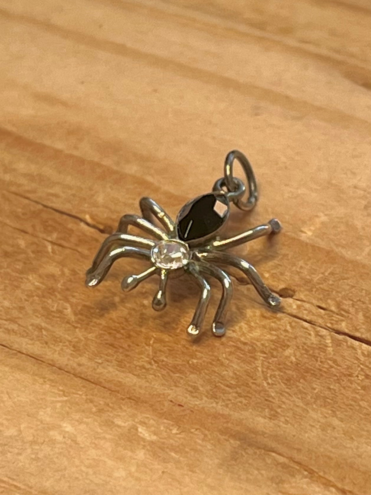 Small Black Onyx Spider 925 Sterling Silver Pendant
