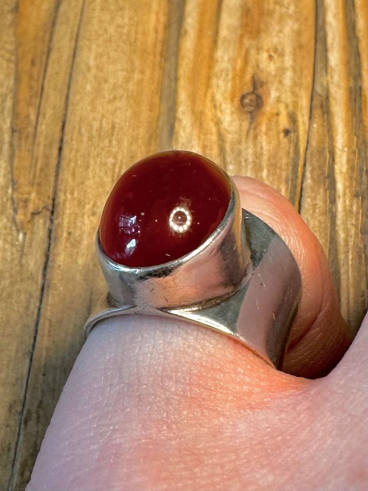 Carnelian Oval 1993 925 Sterling Silver Size M1/2 Ring