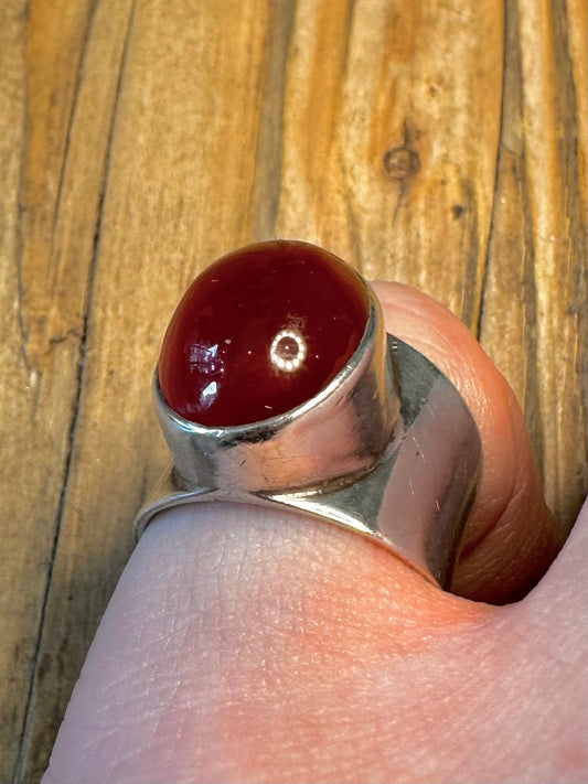 Carnelian Oval 1993 925 Sterling Silver Size M1/2 Ring