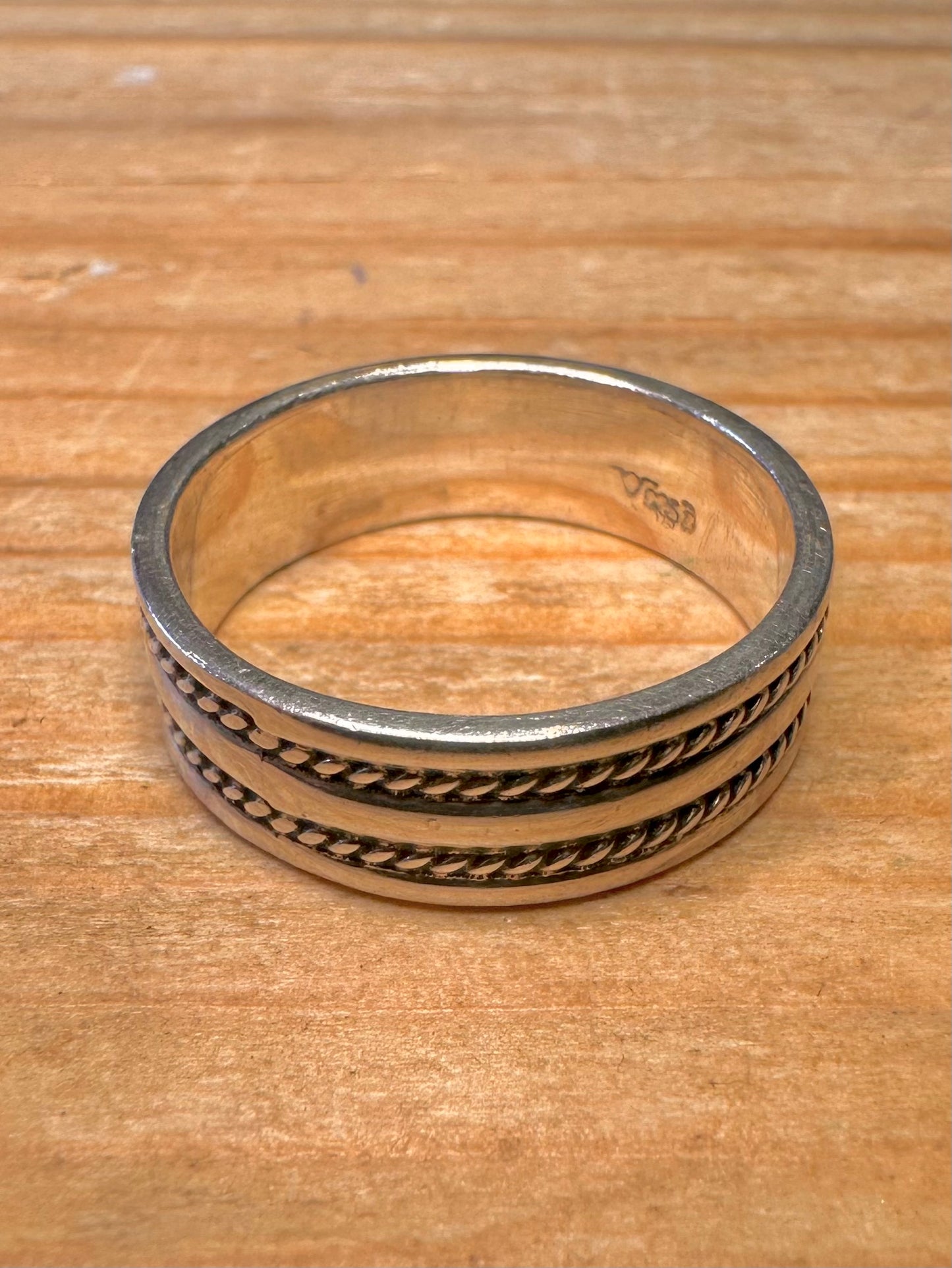 Vintage Braided Band 925 Sterling Silver Size U Ring