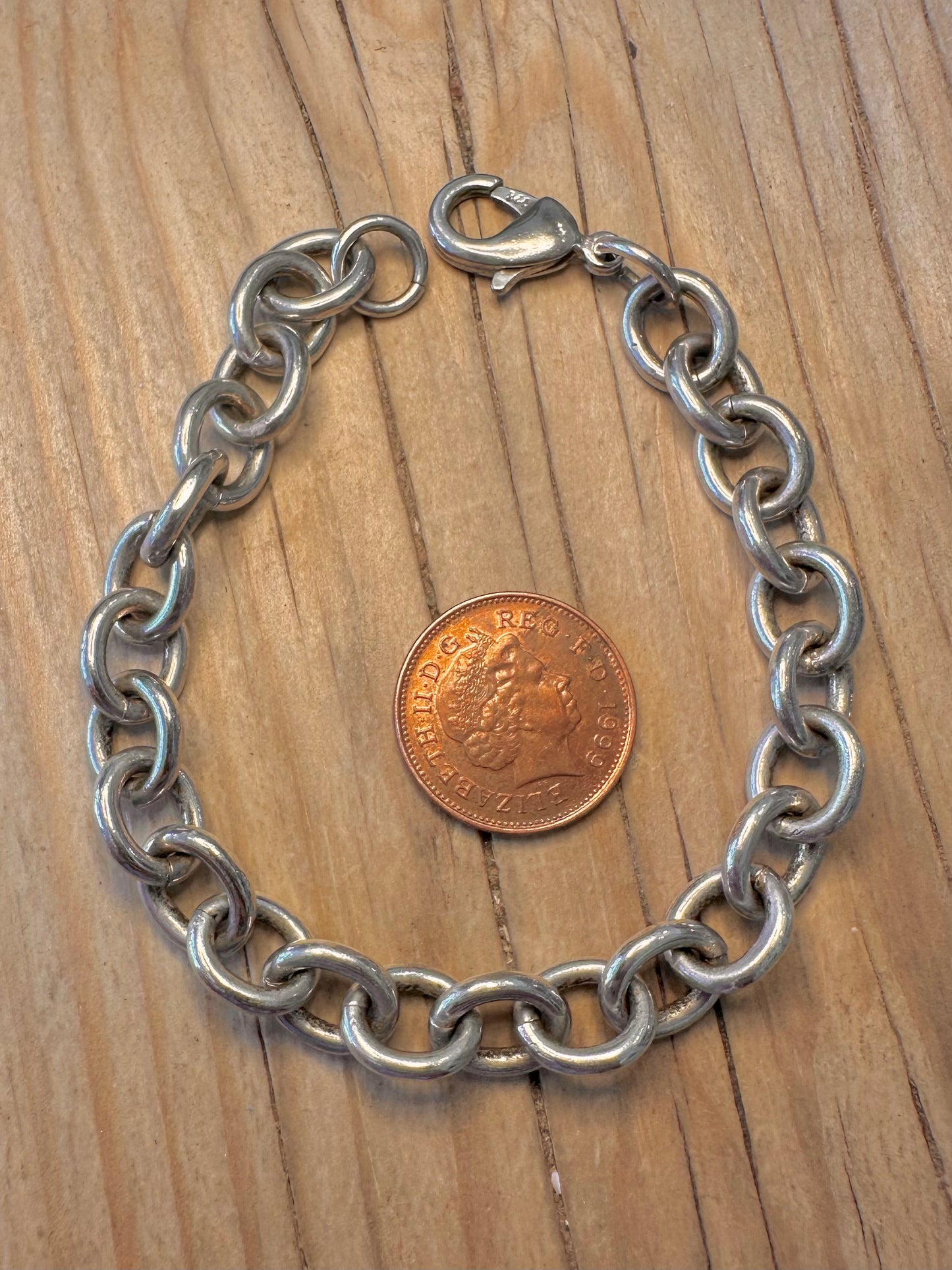 Modernist Chunky Belcher Chain 925 Silver 7.6 inch Bracelet