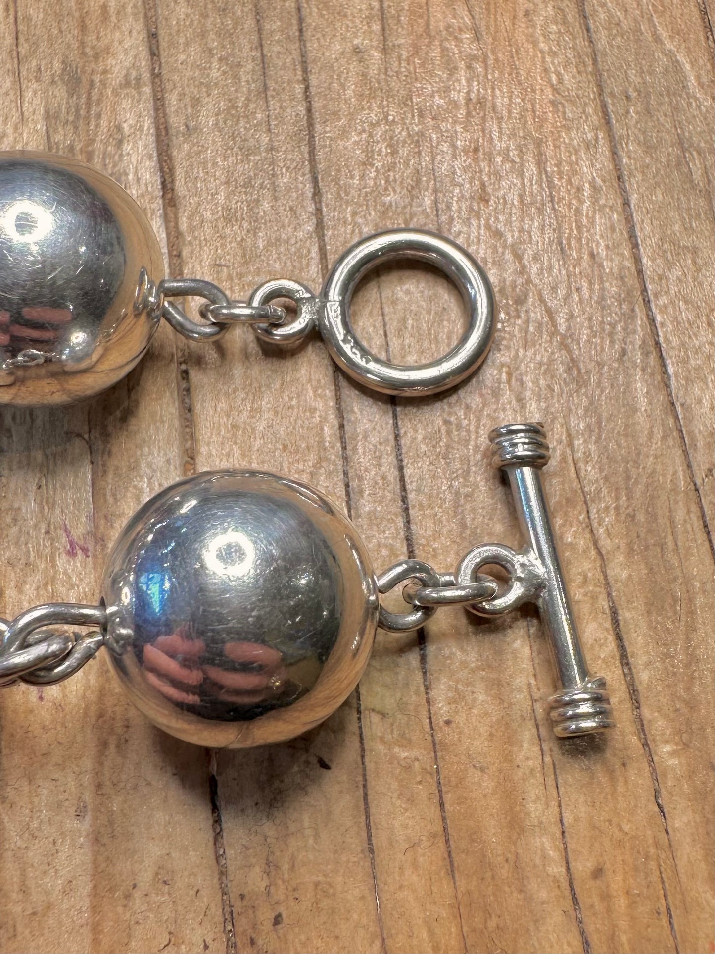 Vintage Chunky Ball Chain 925 Sterling Silver 9 inch Bracelet