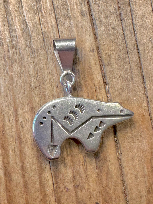 Norman Woody Navajo Bear 925 Sterling Silver Pendant