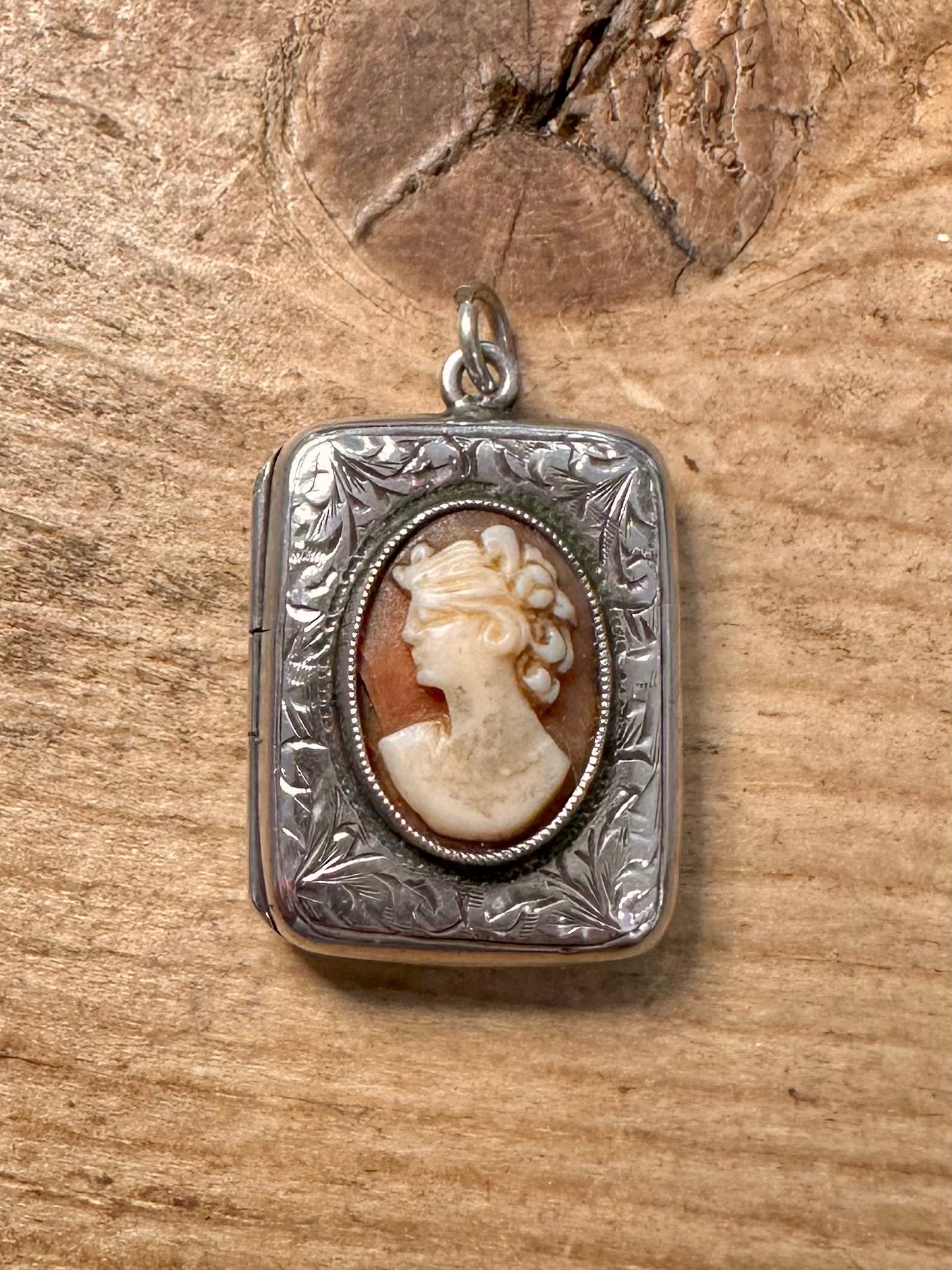 Vintage Cameo Locket 925 Silver Pendant