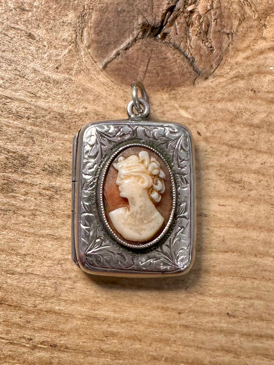 Vintage Cameo Locket 925 Silver Pendant