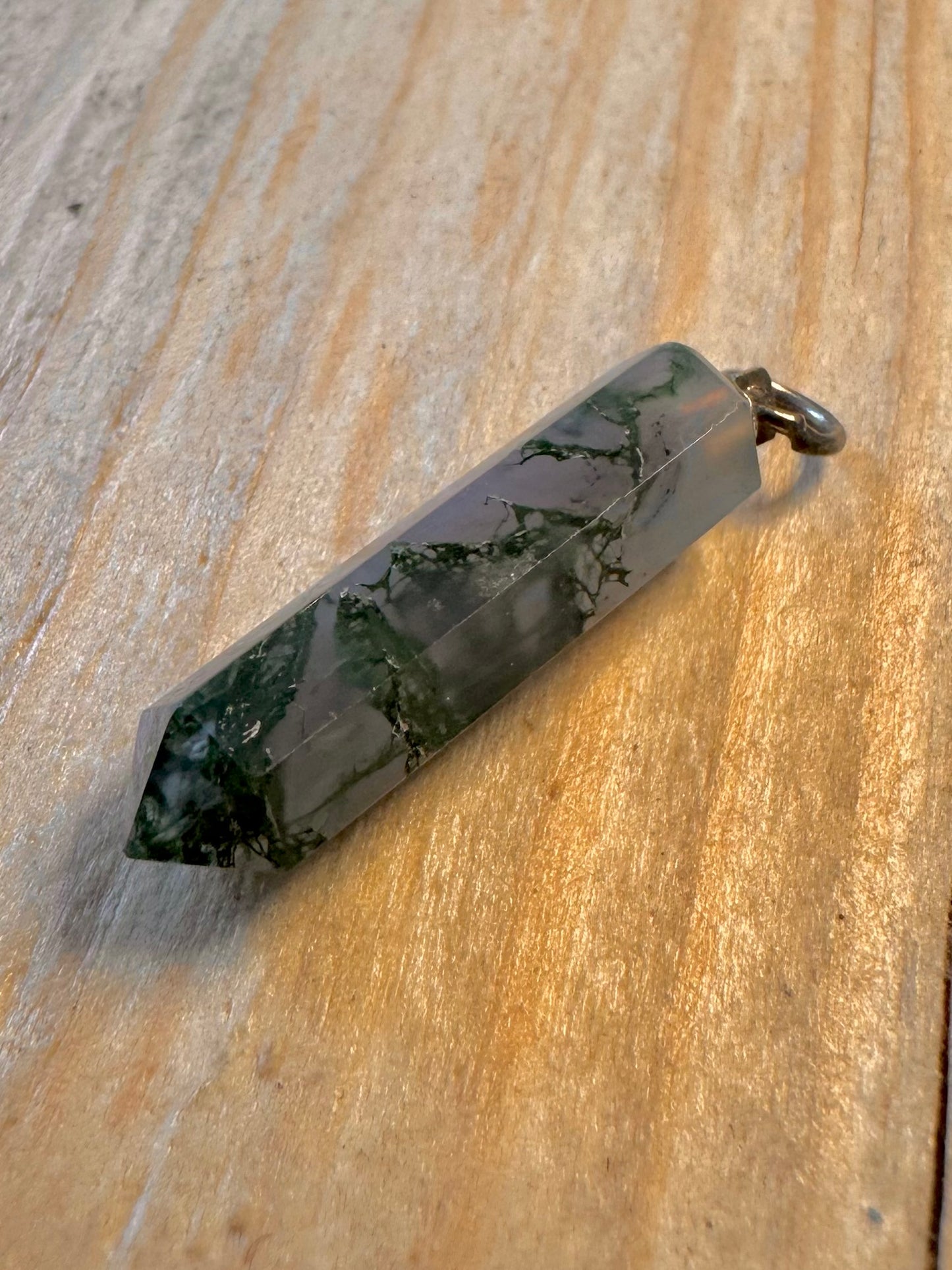 Vintage Moss Agate Pillar Pendant