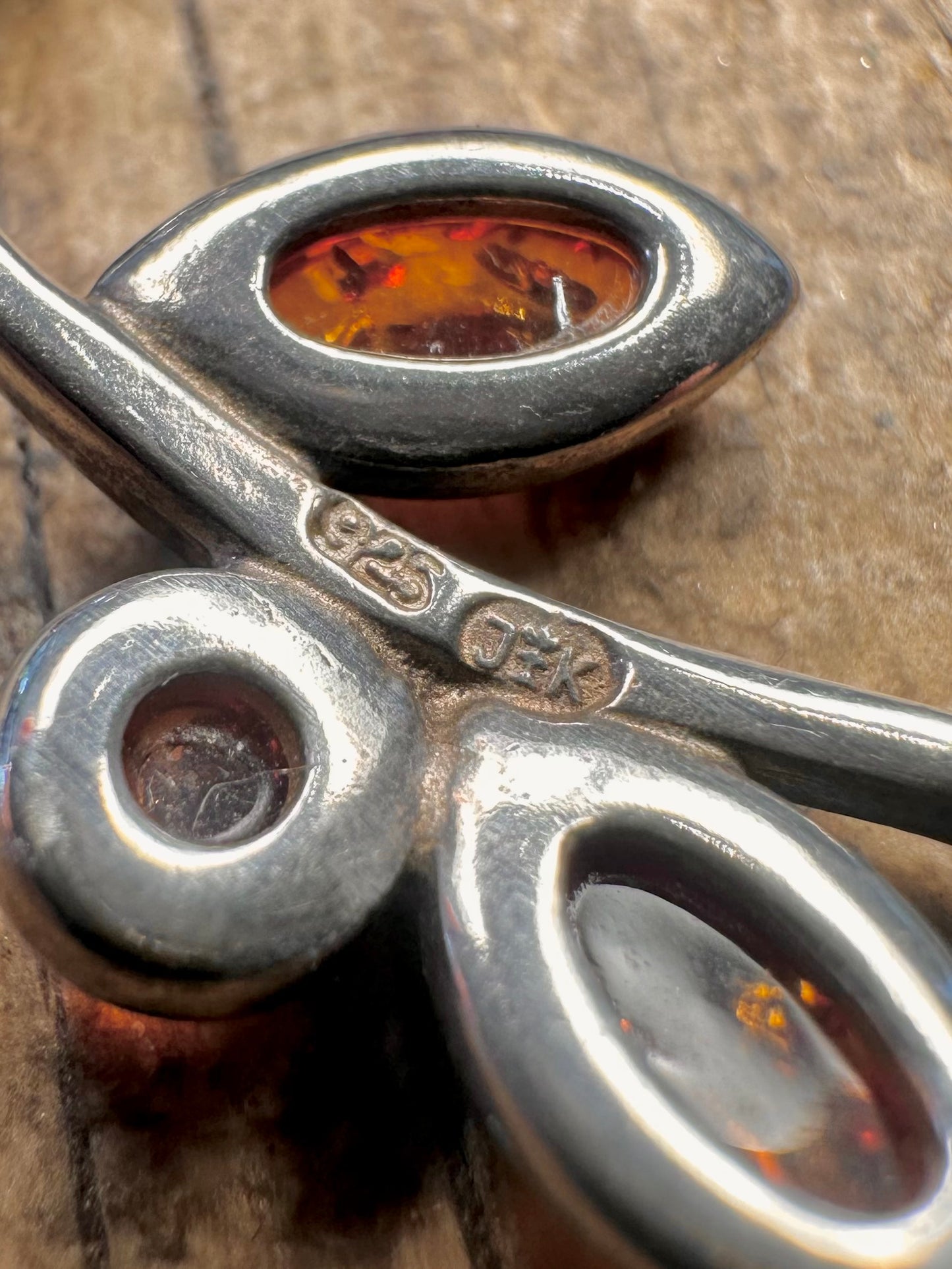 Amber Branch Leaf Maker JK 925 Sterling Silver Earrings