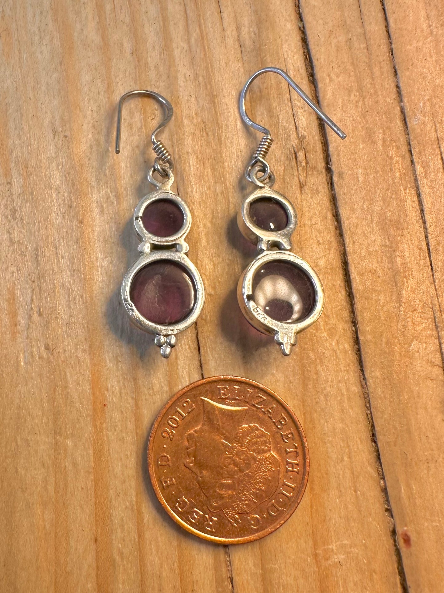 Vintage Amethyst Dangle 925 Silver Earrings