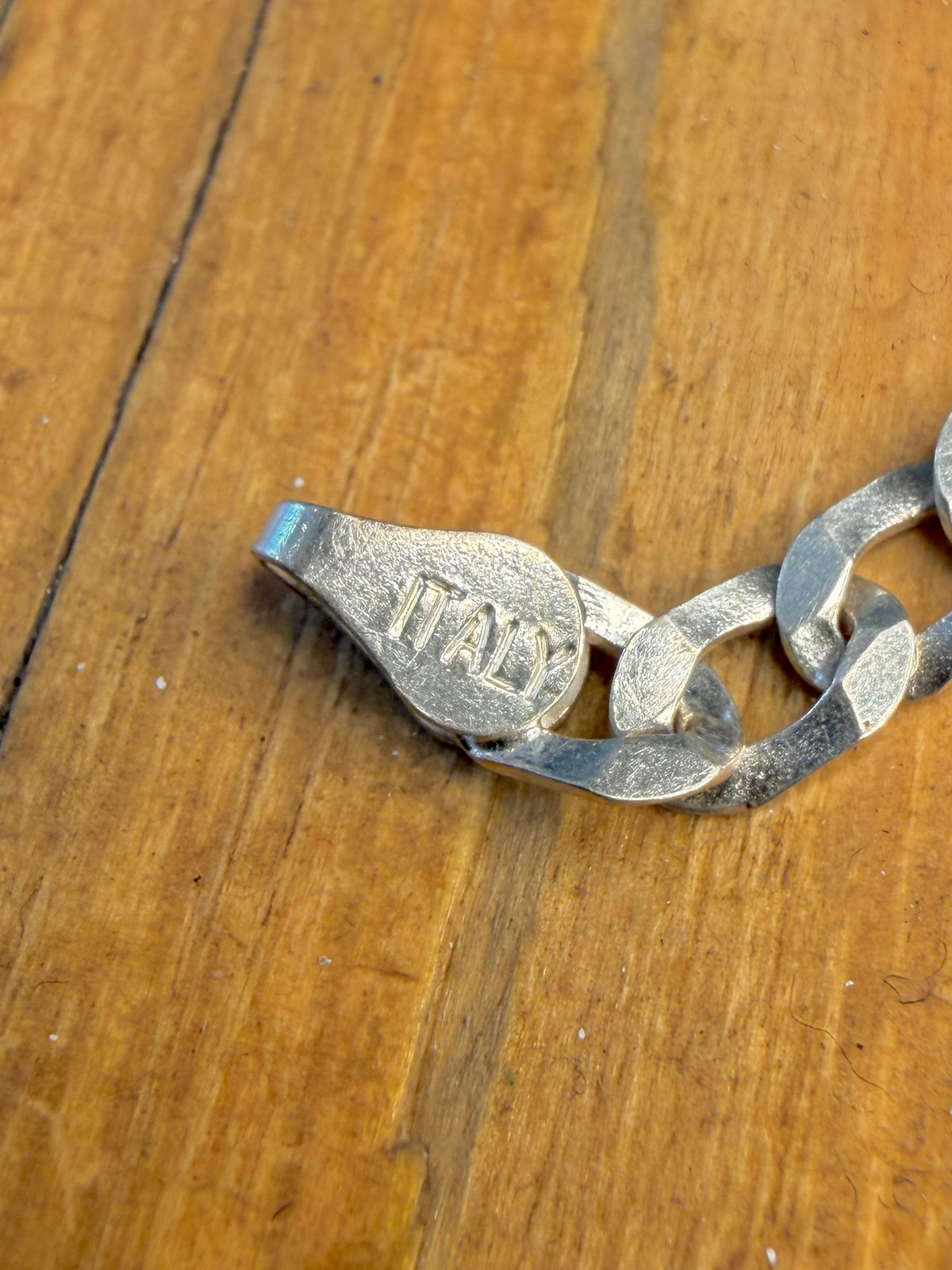 Flat Curb Chain 1990’s Italian 925 Sterling Silver 7.5 inch Bracelet
