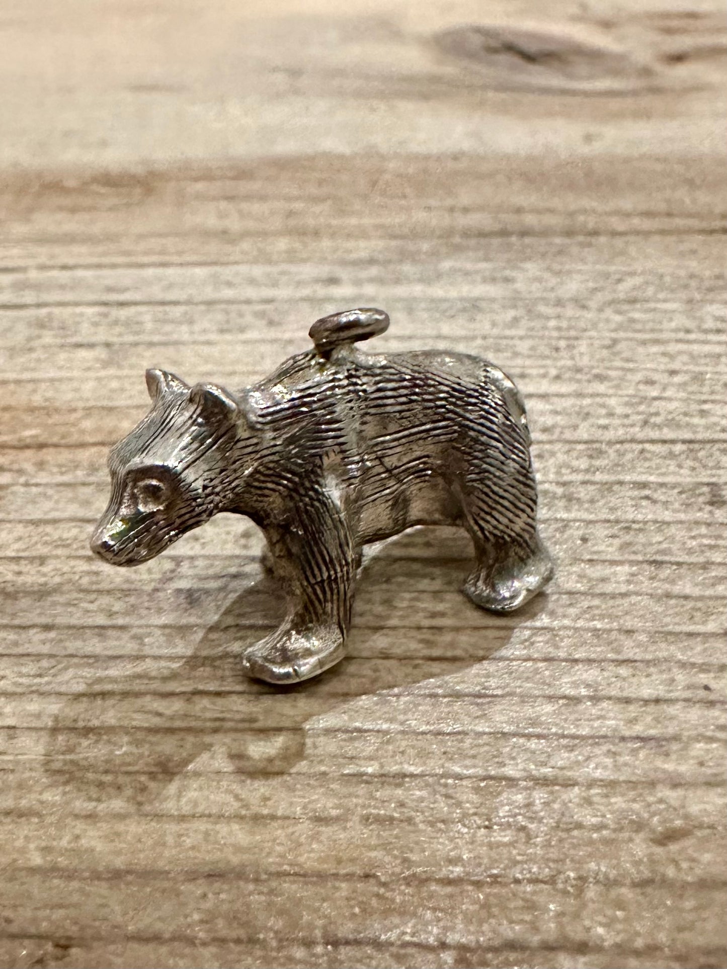 Vintage Bear Textured Solid 925 Silver Charm Pendant