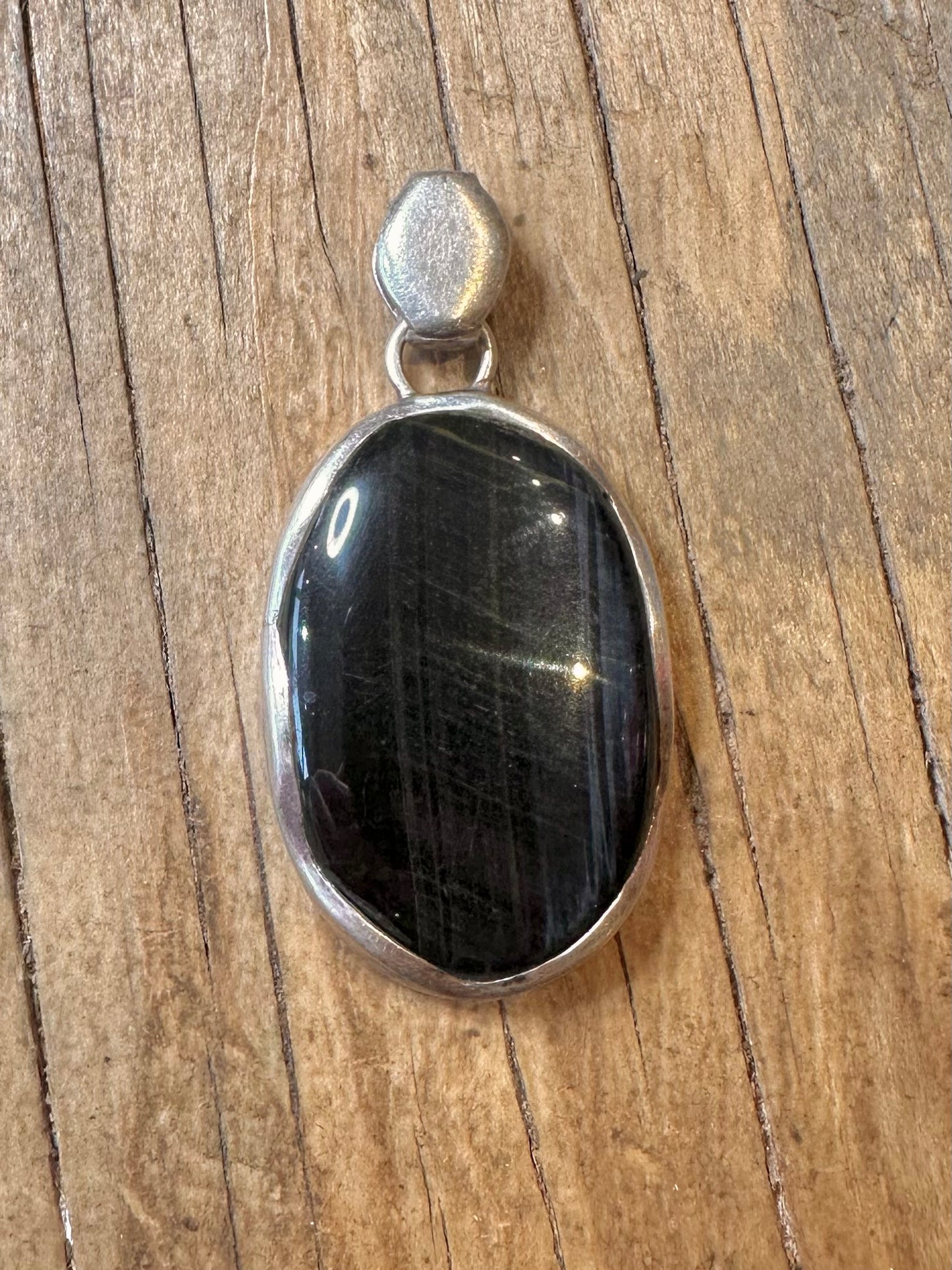 Blue Tigers Eye Maker GE 925 Sterling Silver Pendant