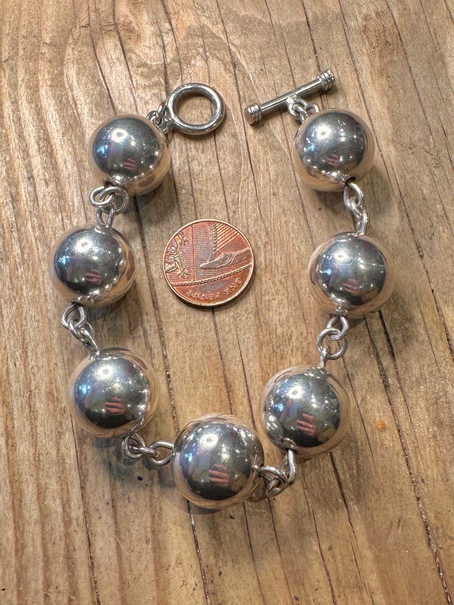 Vintage Chunky Ball Chain 925 Sterling Silver 9 inch Bracelet