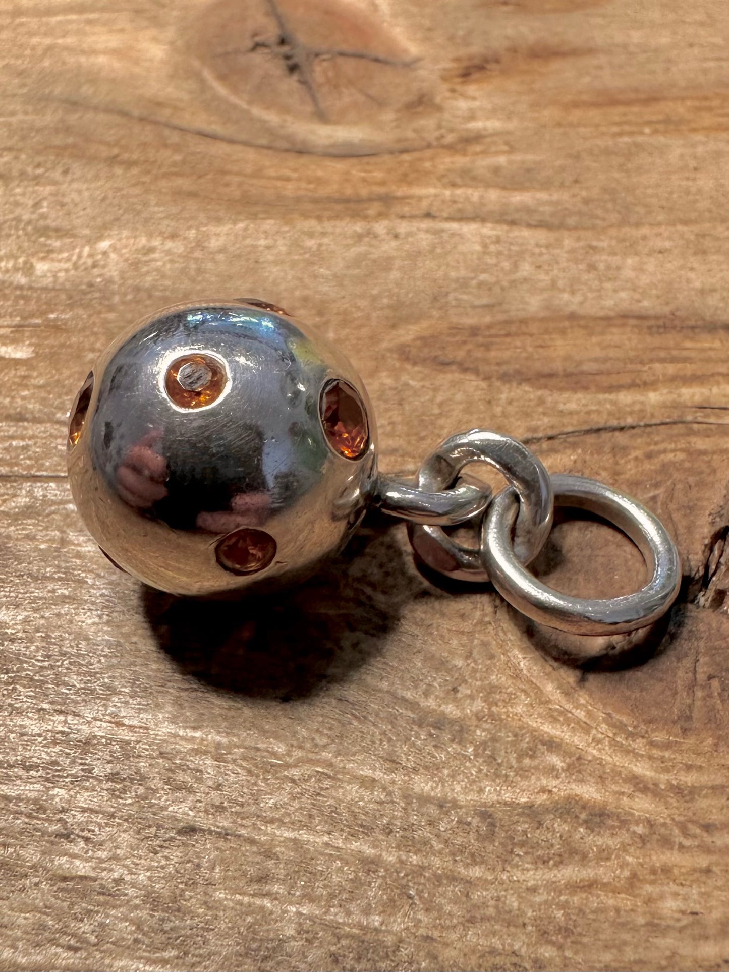 Modernist Citrine Ball 925 Silver Pendant