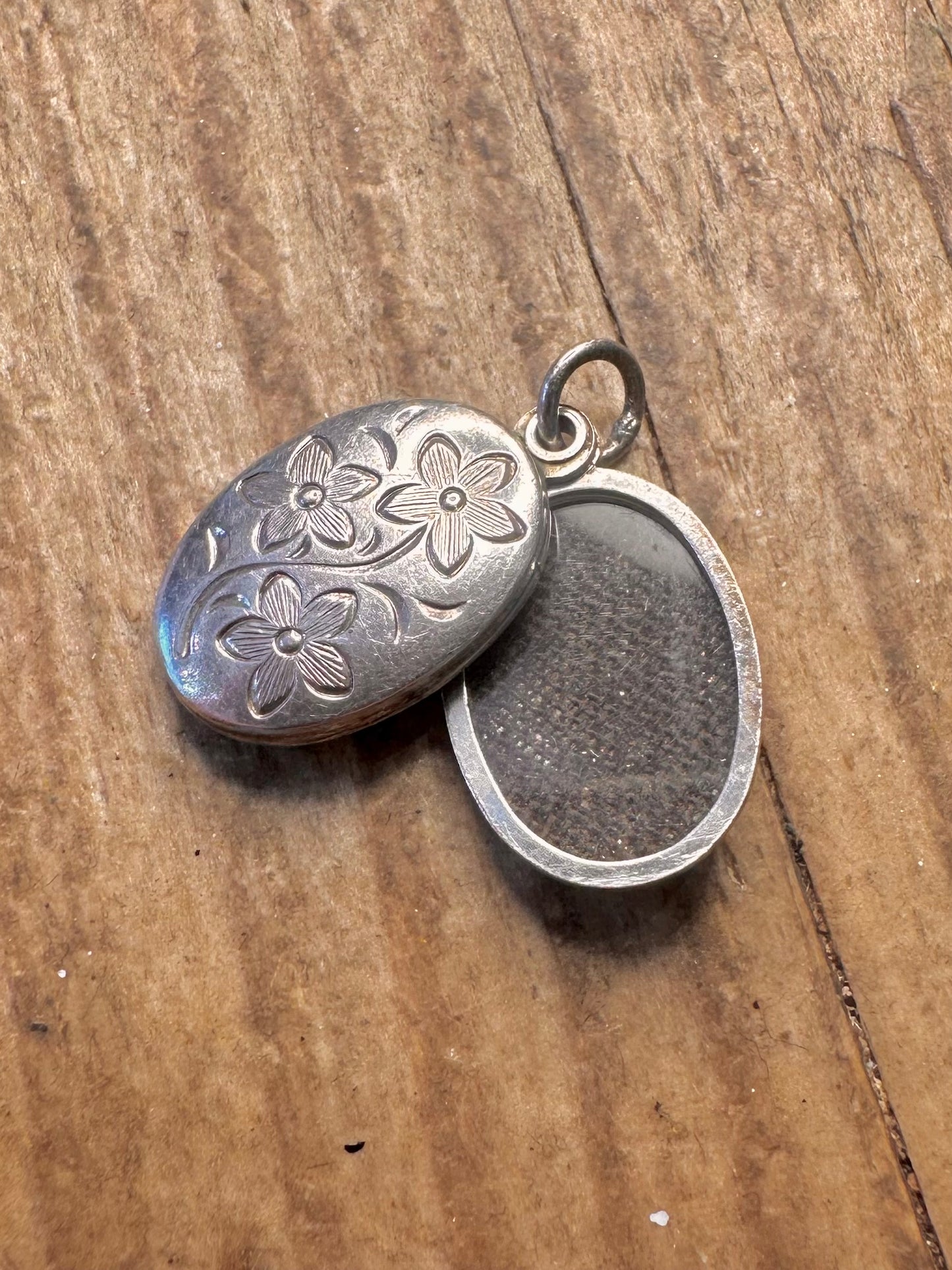 Blumen graviertes Medaillon 925 Sterling Silber Deutschland Anhänger