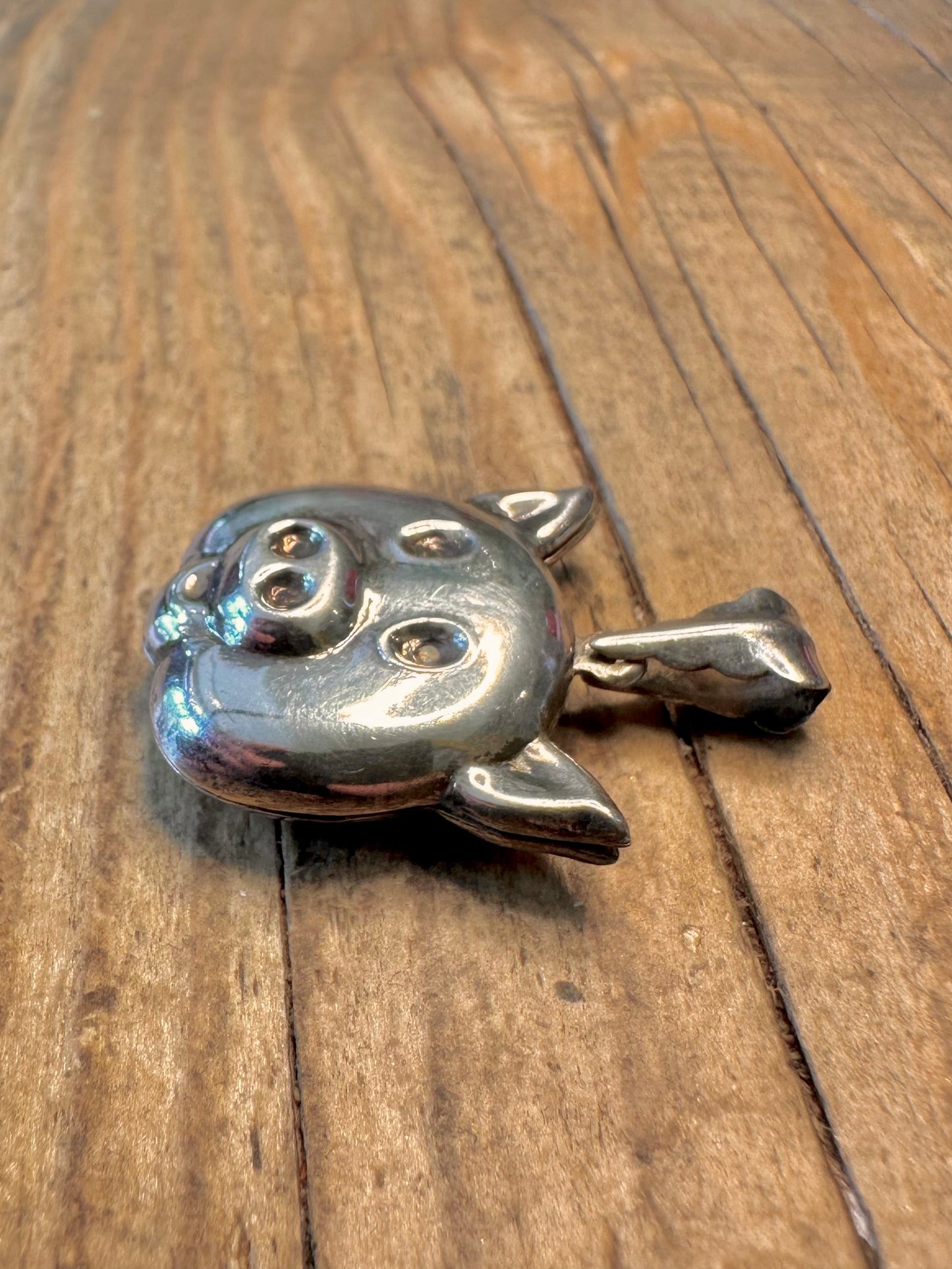 Schweinekopf Medaillon 925 Sterling Silber Anhänger