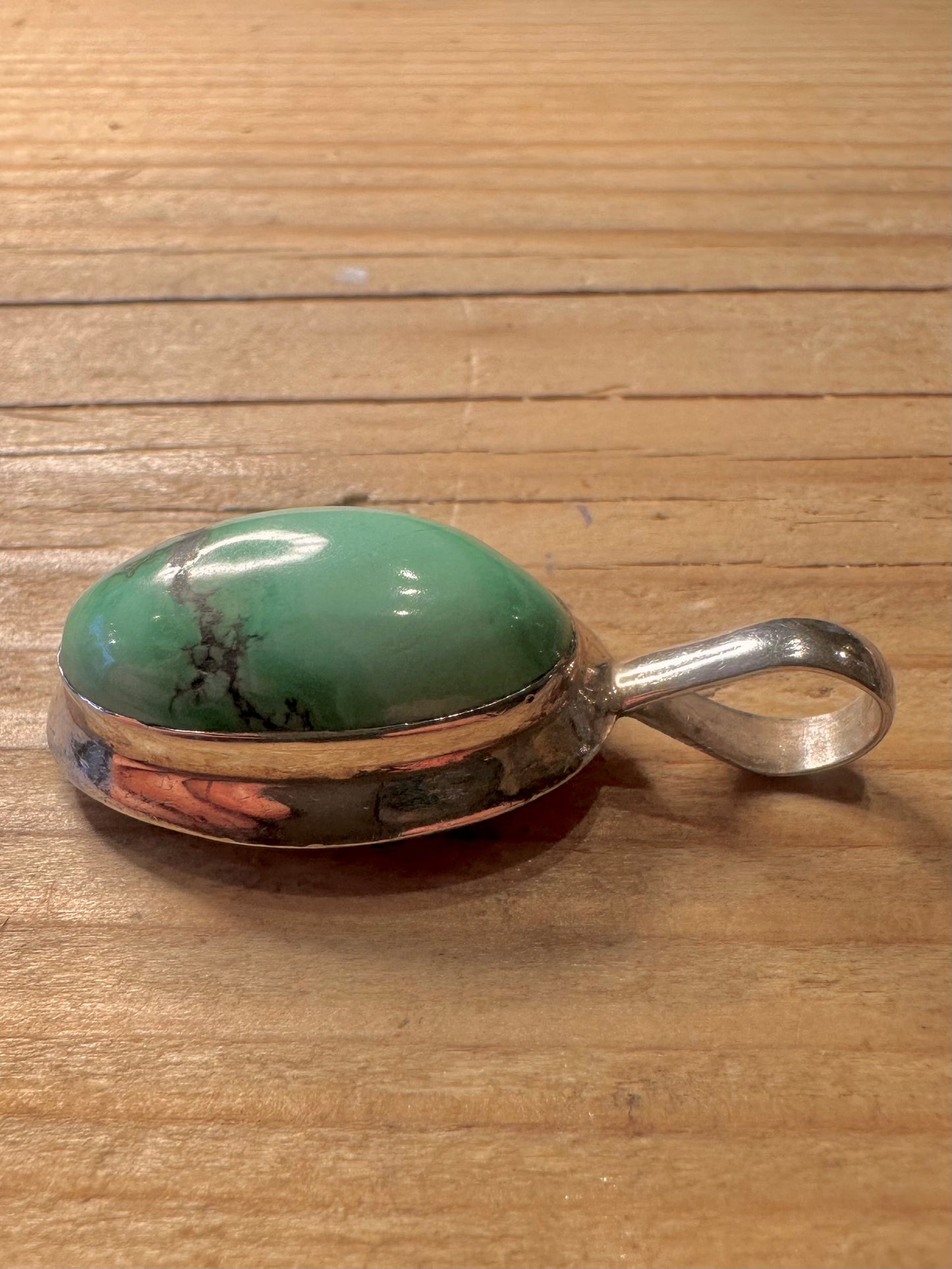 Vintage Turquoise Oval 925 Sterling Silver Pendant
