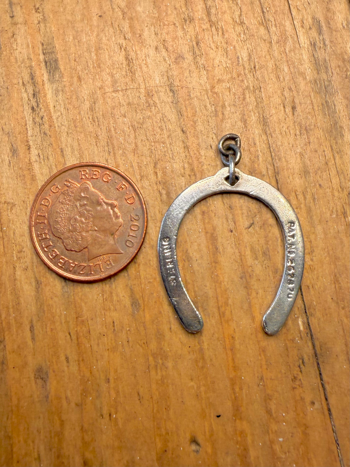 Horse Shoe with PAT NO. 925 Sterling Silver Pendant