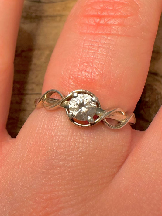 Vintage White CZ 925 Silver Size O1/2 Ring