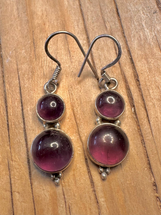 Vintage Amethyst Dangle 925 Silver Earrings