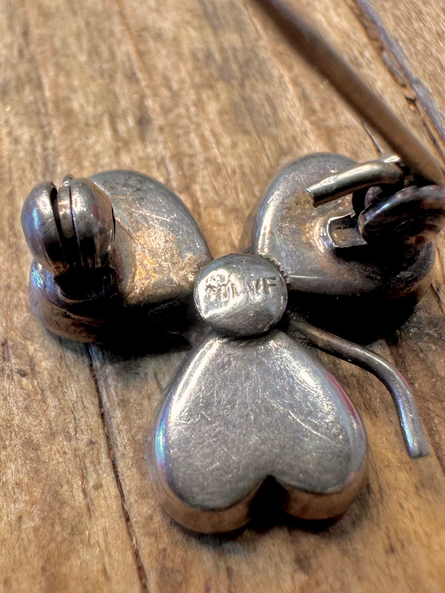 Kleeblatt Connemara Marmor 925 Sterling Silber Brosche