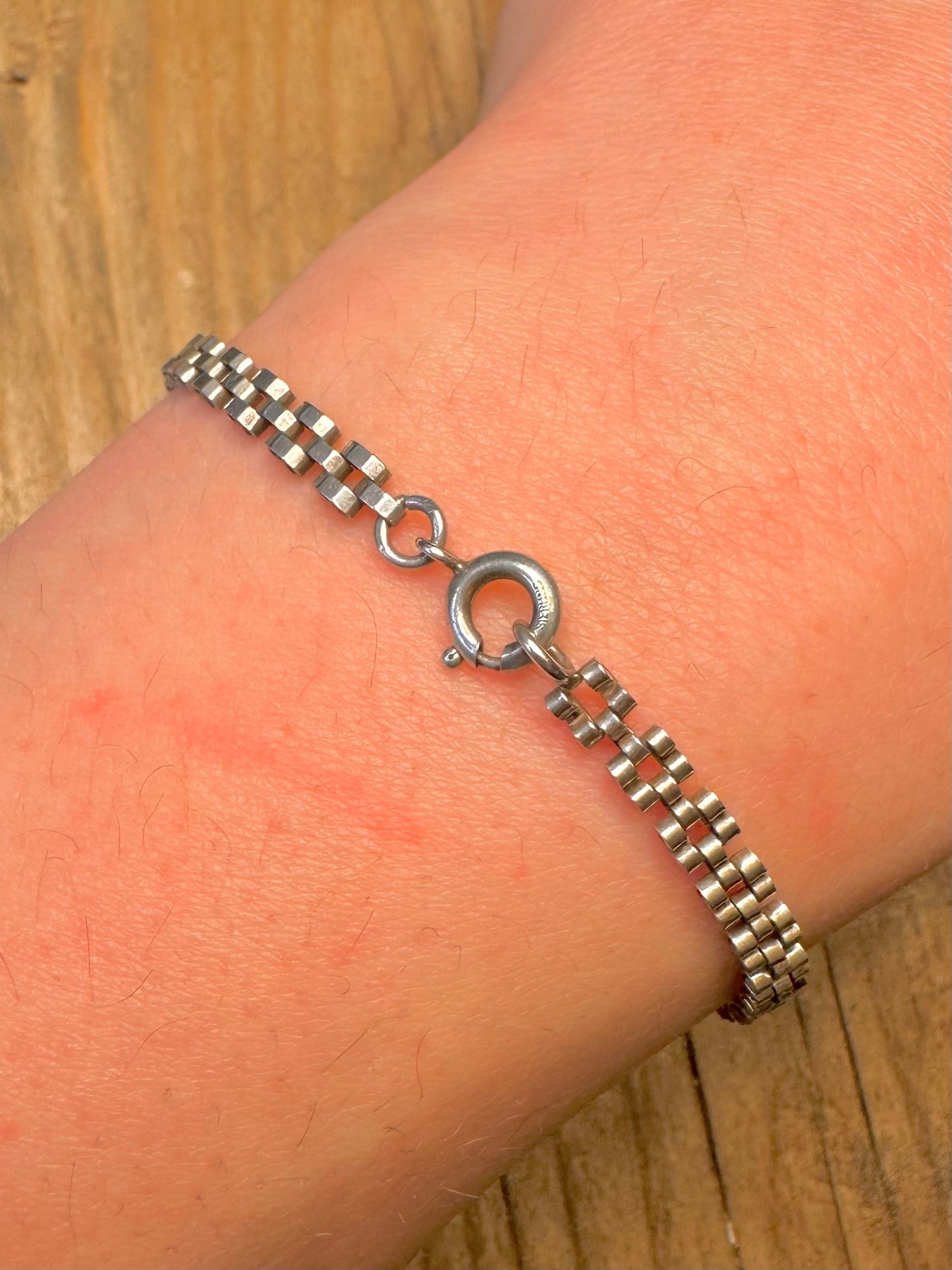 Vintage 1981 Identitätsbalken Einzigartige Kette 925 Sterlingsilber 7,5 Zoll Armband