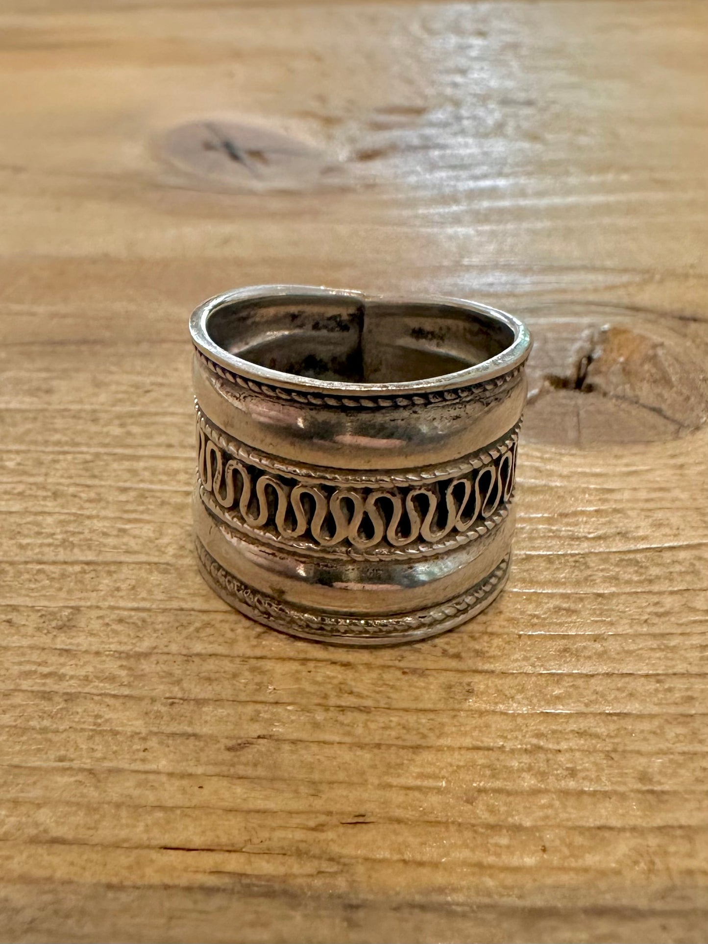 Vintage Tribal Bali 925 Silver Size Q Ring